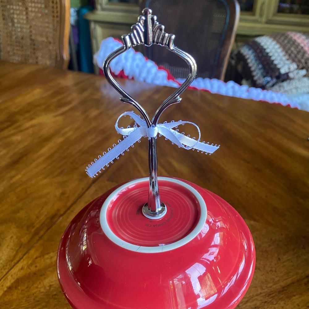 Fiestaware Teacup Red Bird Feeder - Picture 9 of 12